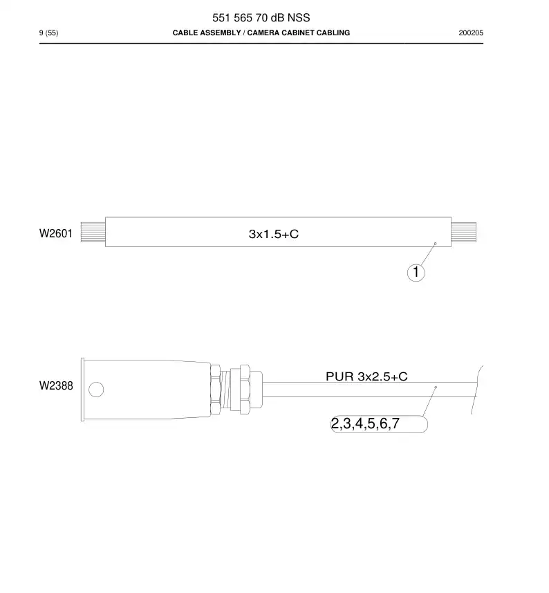 55156570d 551 565 70d Cable Assembly - Sandvik Technical Drawing