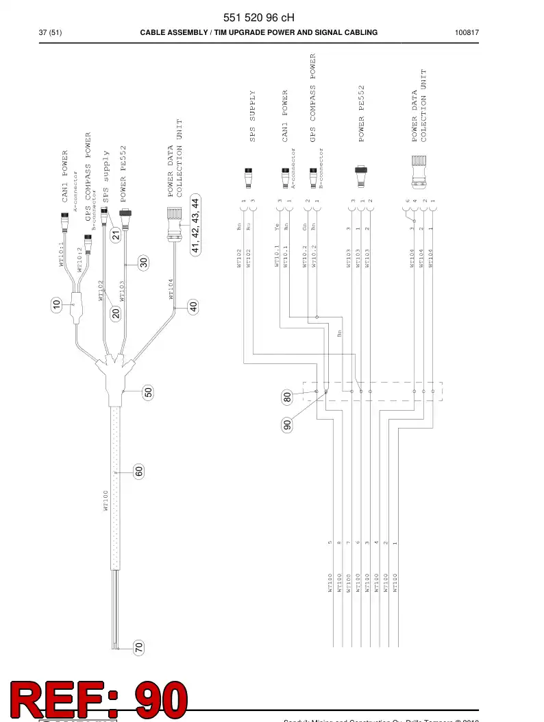 55156690 551 566 90 Extension, Cable - Sandvik Technical Drawing