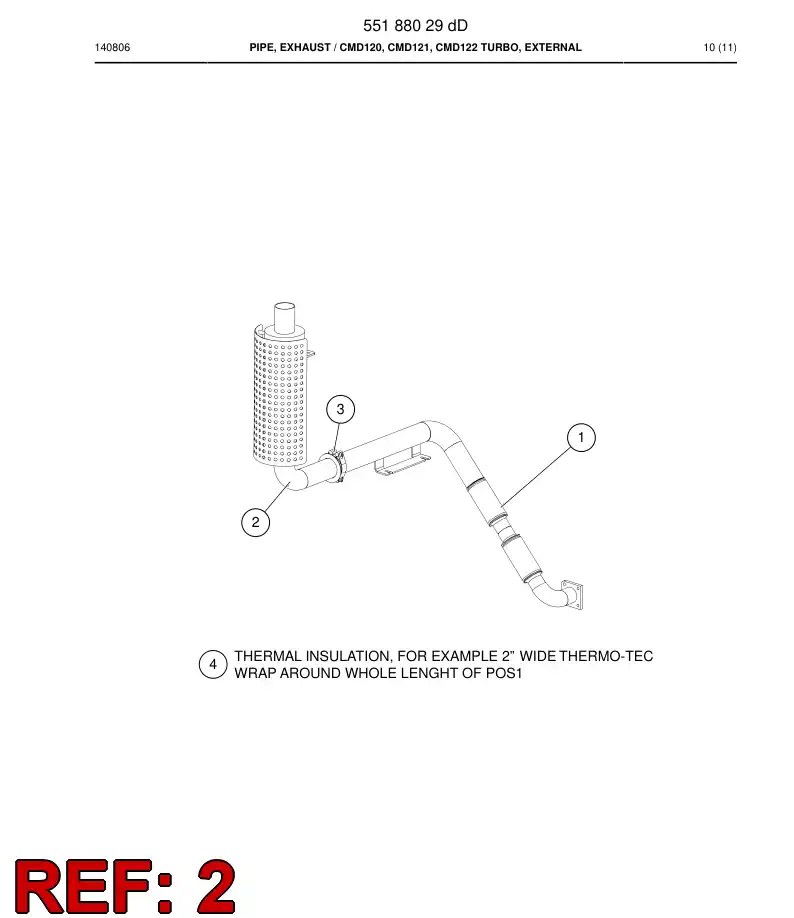 55156811 551 568 11 Pipe, Exhaust - Sandvik Technical Drawing