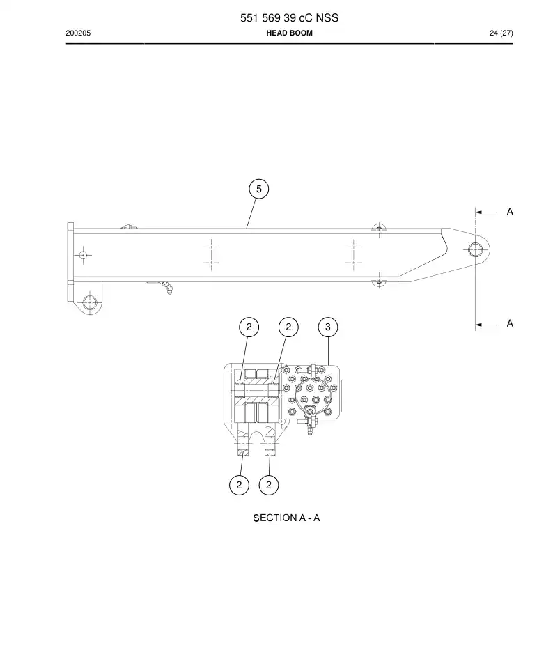 55156939c 551 569 39c Head Boom - Sandvik Technical Drawing