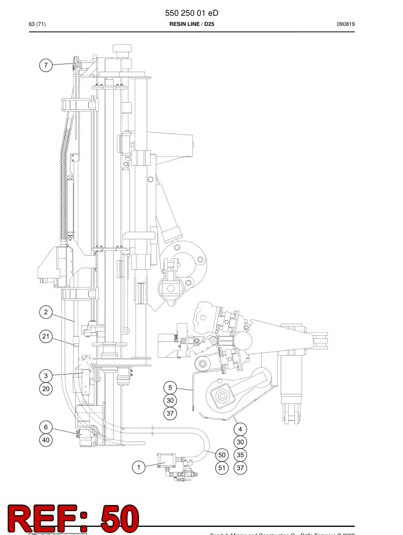 55156950 551 569 50 Hosing Set - Sandvik Technical Drawing