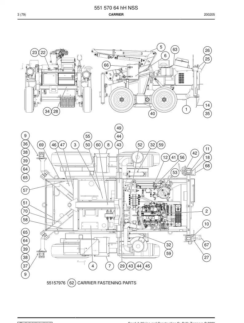 55157064h 551 570 64h Carrier - Sandvik Technical Drawing