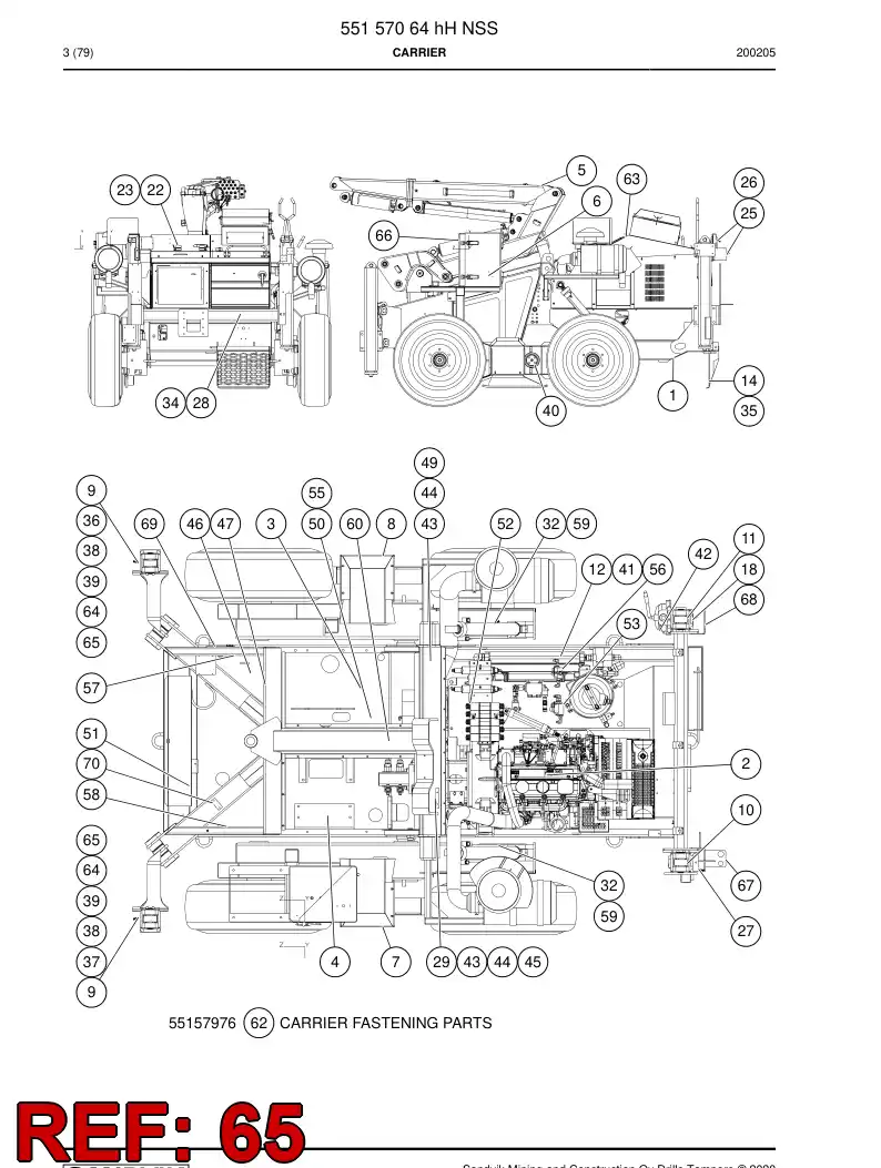 55157144 551 571 44 Plate, Mounting - Sandvik Technical Drawing