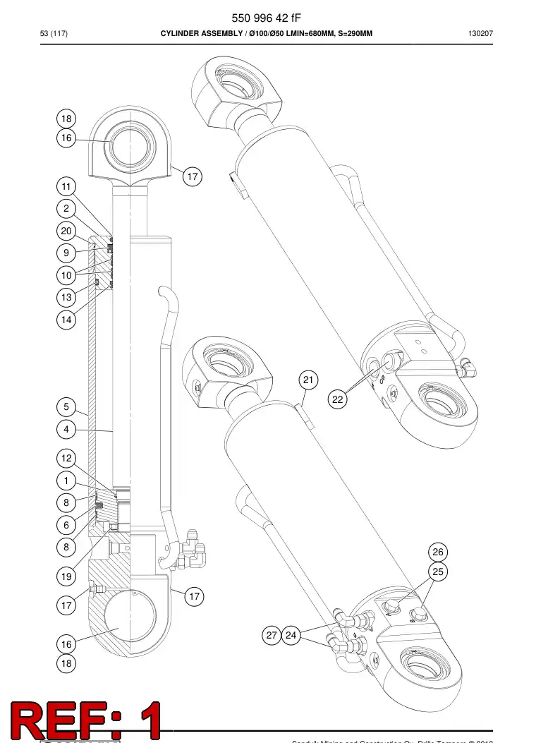 55157183b 551 571 83b PISTON - Sandvik Technical Drawing