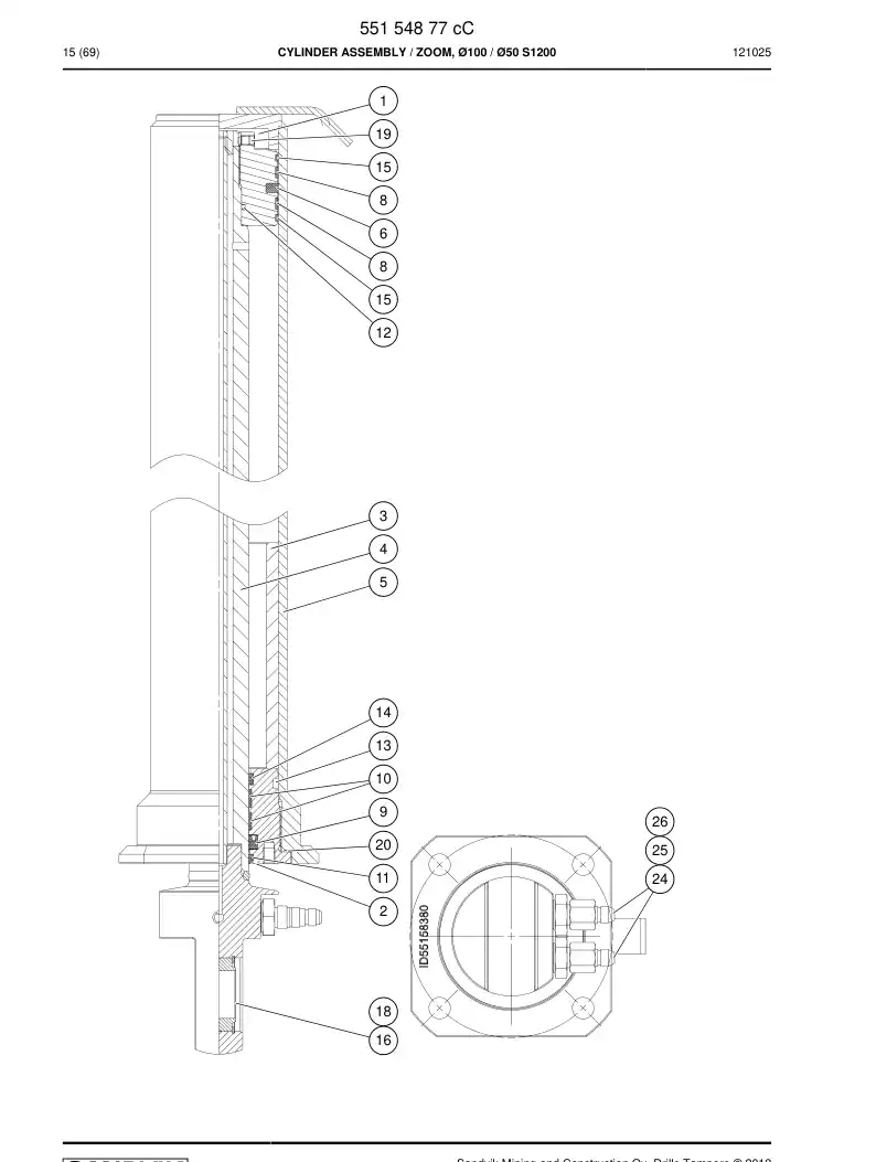 55157312 551 573 12 SEAL KIT - Sandvik Technical Drawing