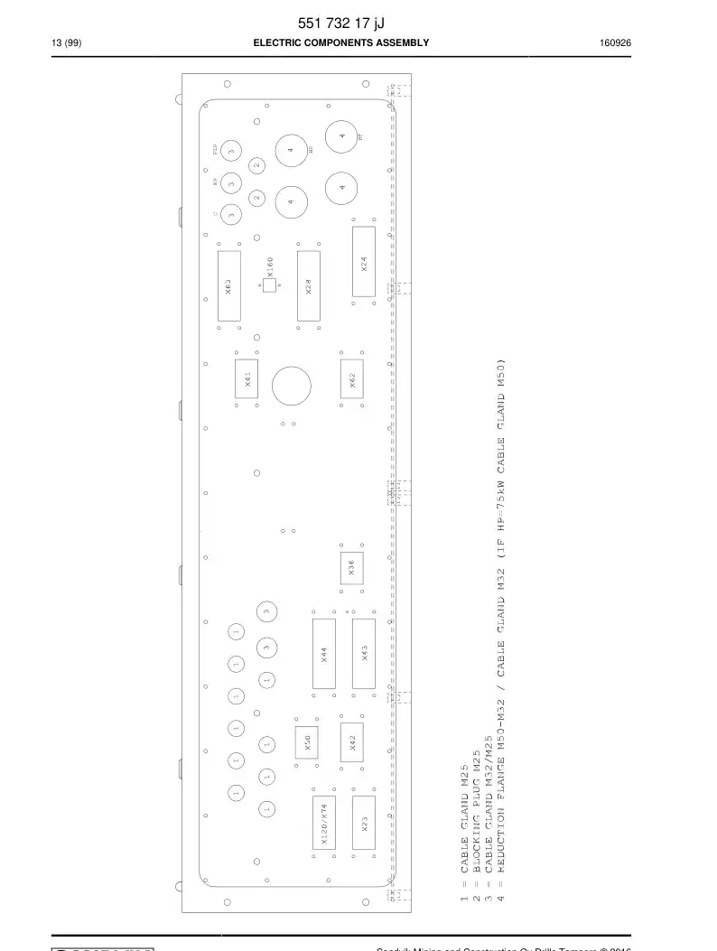 55157537m 551 575 37m Plate, Cable - Sandvik Technical Drawing