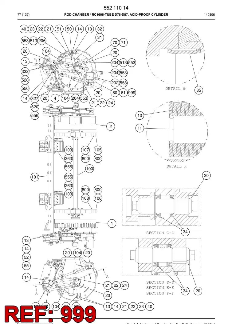 55157552 551 575 52 HOSE SET - Sandvik Technical Drawing