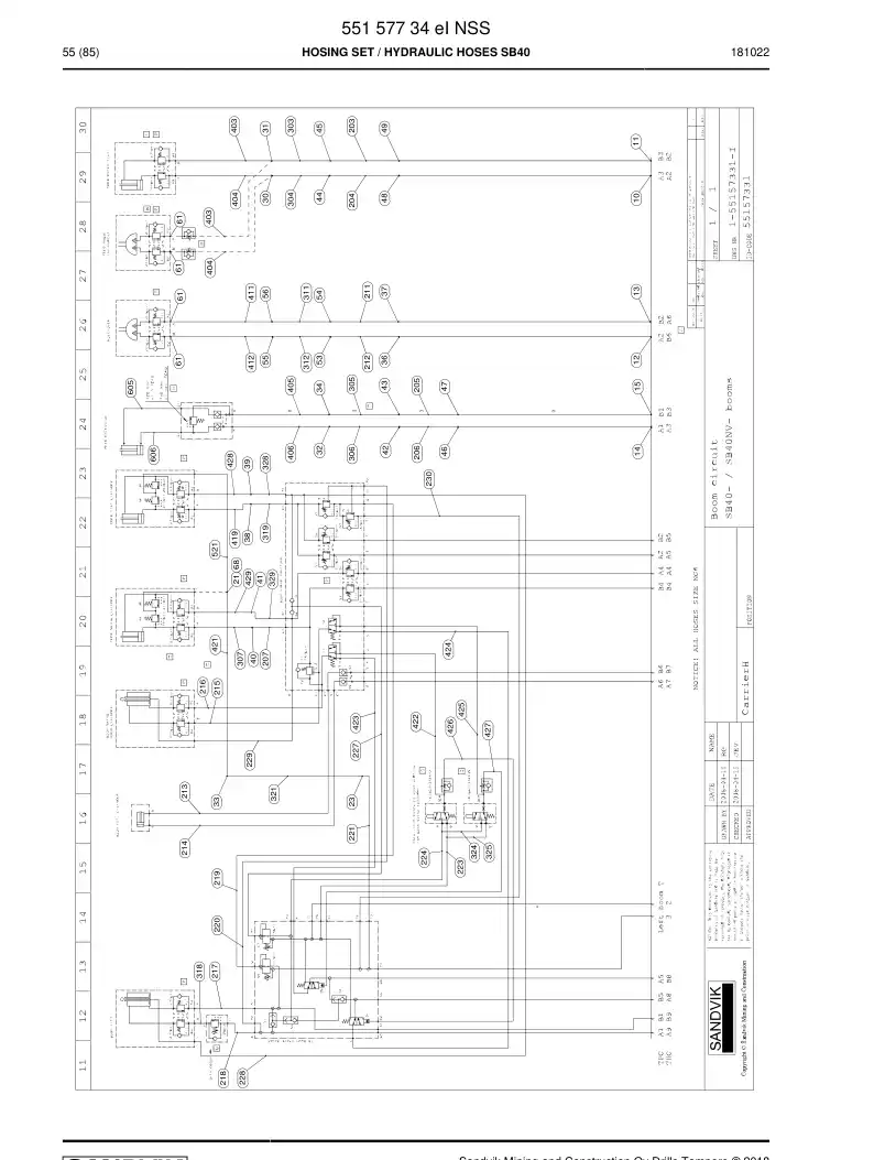 55157734e 551 577 34e Hosing Set - Sandvik Technical Drawing