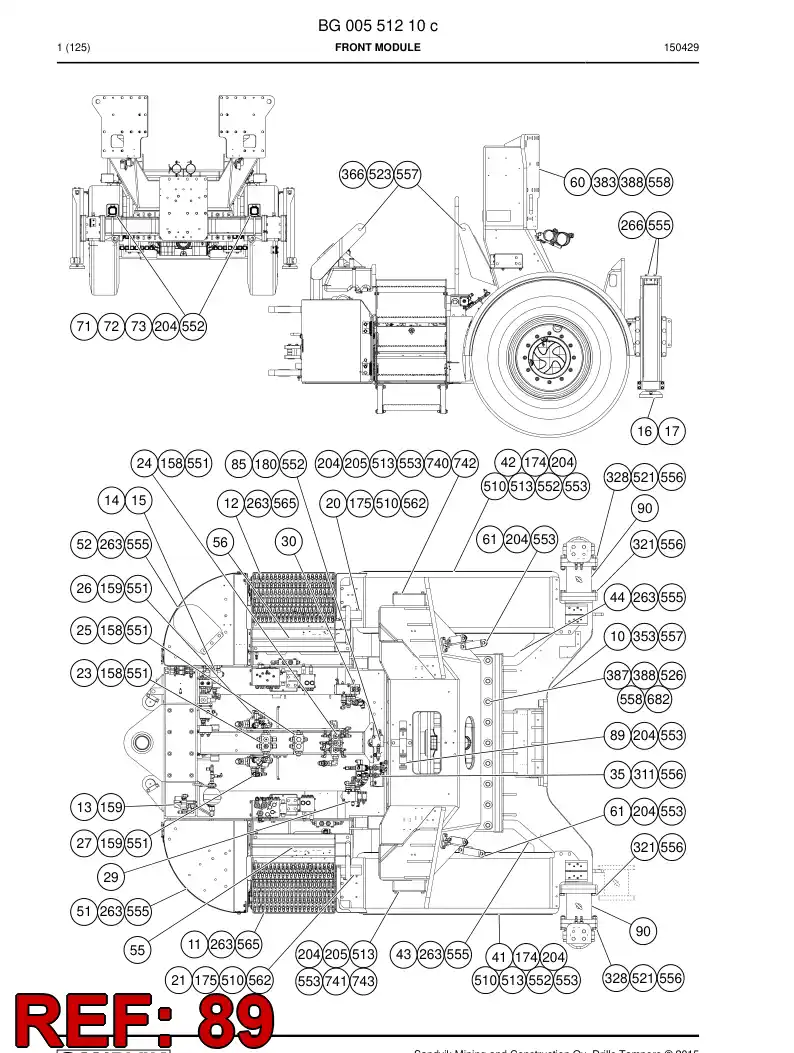 55157737a 551 577 37a Support, Hose - Sandvik Technical Drawing