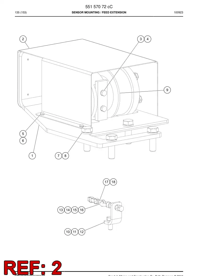 55157905 551 579 05 Cover plate - Sandvik Technical Drawing