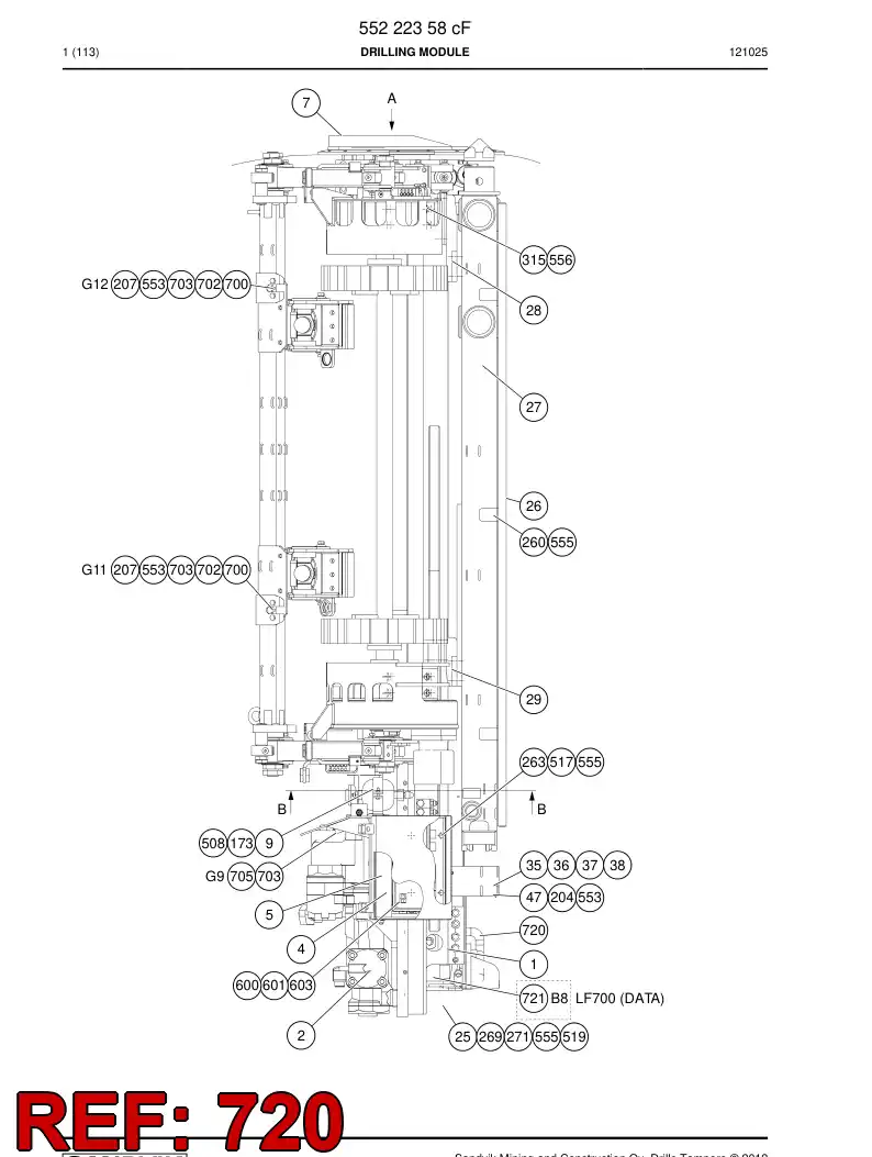 55157926 551 579 26 Guide, Hose - Sandvik Technical Drawing