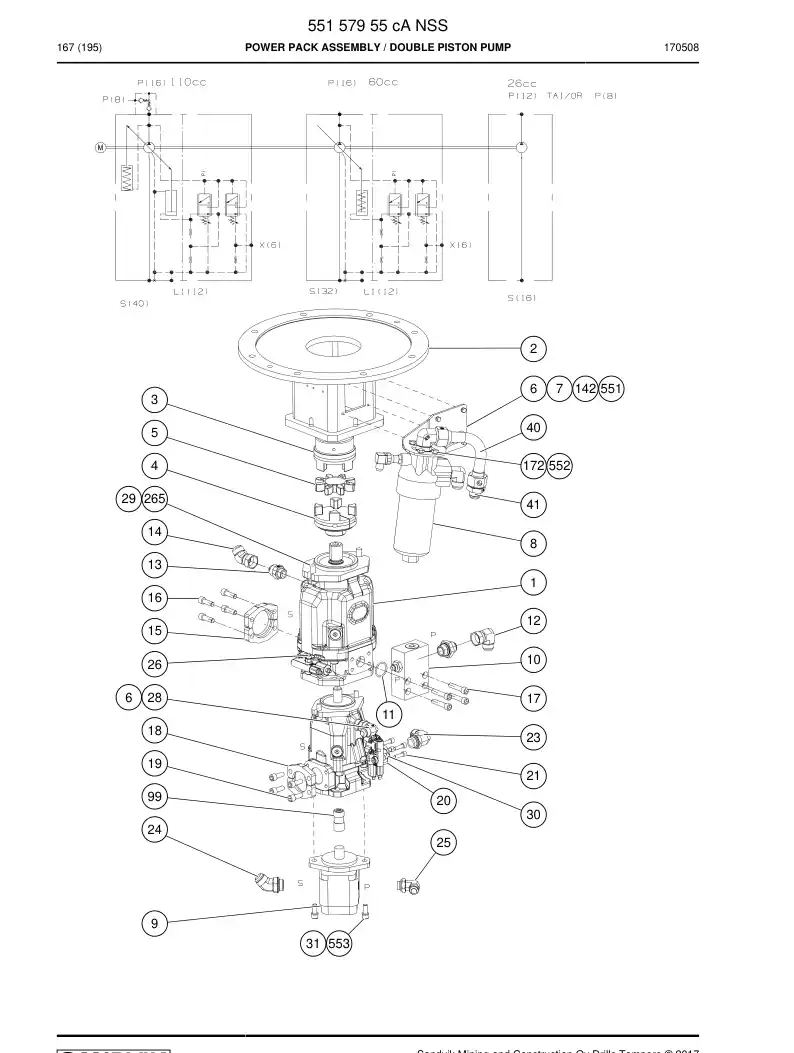 55157955c 551 579 55c Power Pack Assembly - Sandvik Technical Drawing