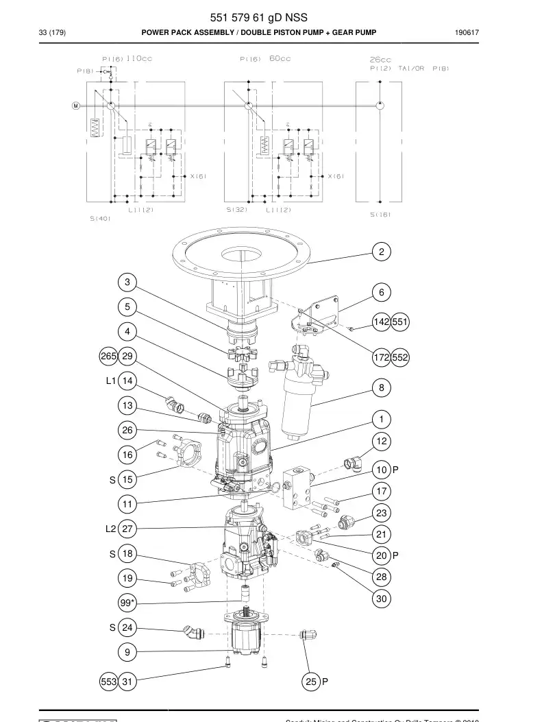 55157961g 551 579 61g Power Pack Assembly - Sandvik Technical Drawing