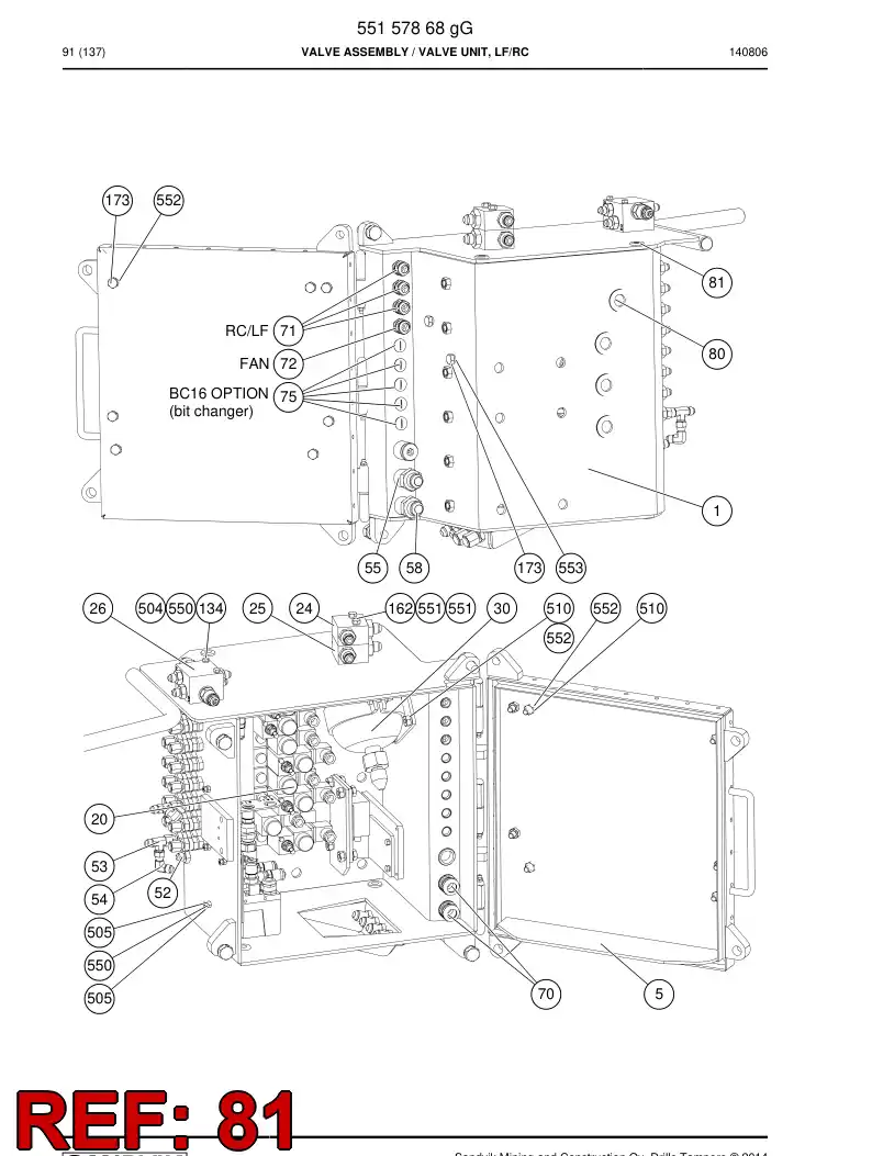 55157998 551 579 98 RUBBER SEAL - Sandvik Technical Drawing