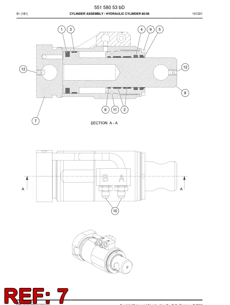 55158056a 551 580 56a CYLINDER TUBE - Sandvik Technical Drawing