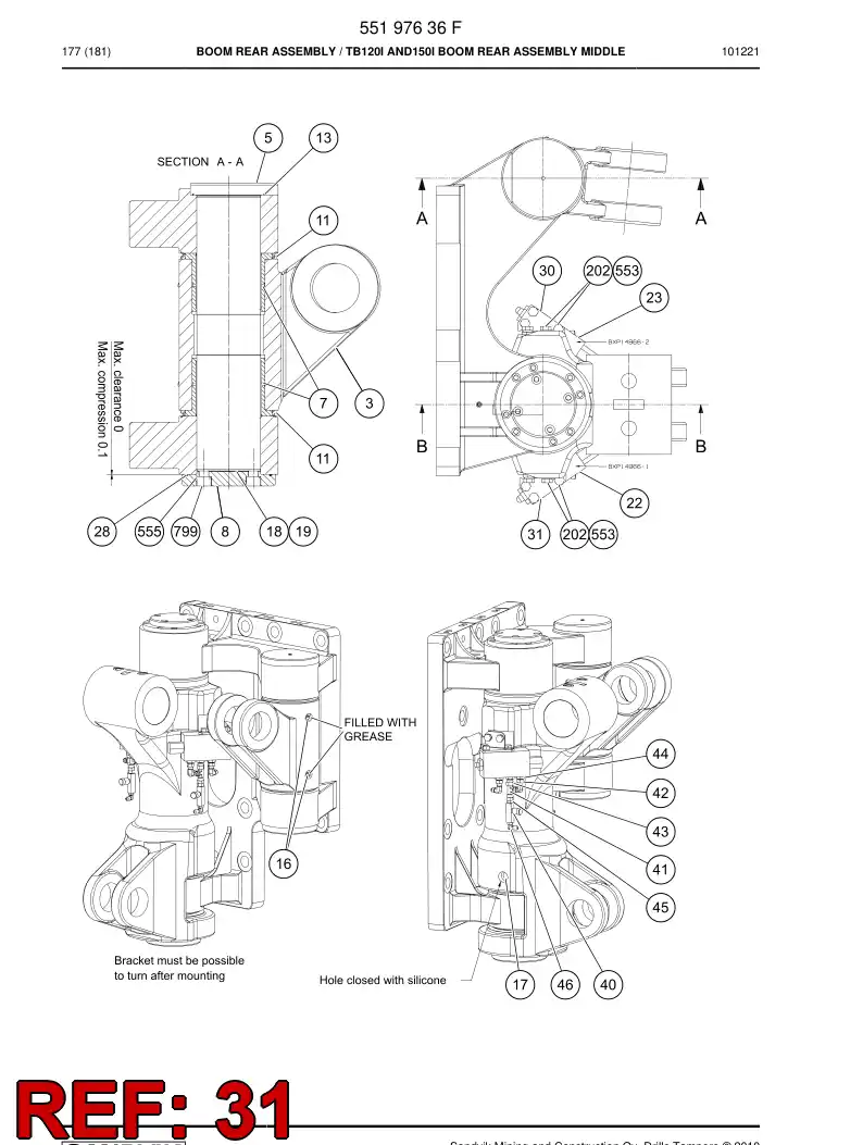 55158067 551 580 67 Supporting block - Sandvik Technical Drawing