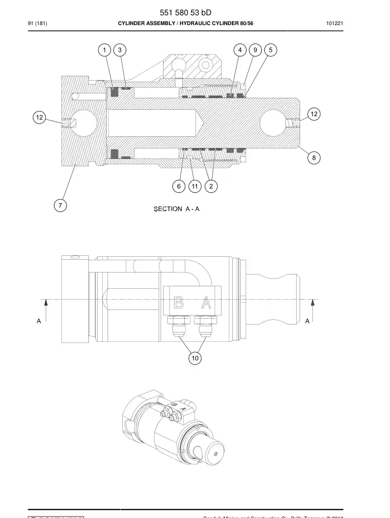 55158138 551 581 38 Seal kit - Sandvik Technical Drawing