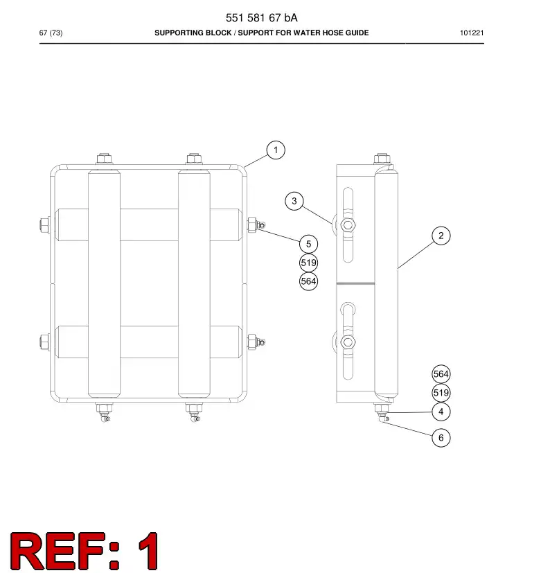 55158169 551 581 69 Plate - Sandvik Technical Drawing