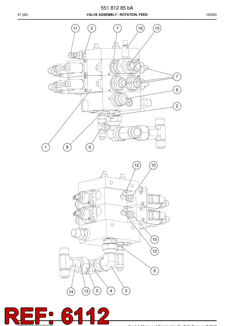 55158234 551 582 34 Compensator, Pressure - Sandvik Technical Drawing
