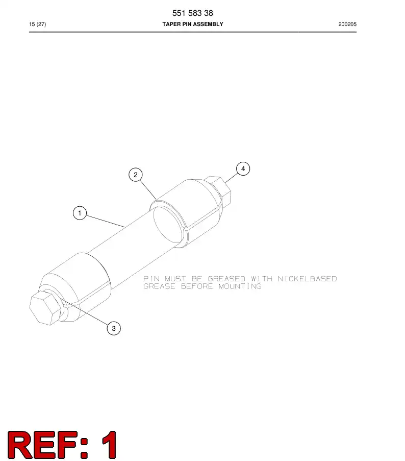 55158339 551 583 39 Pin, Taper - Sandvik Technical Drawing