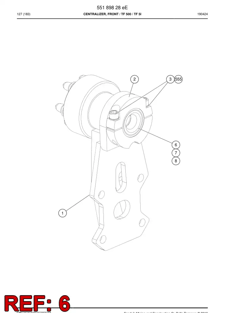 55158375a 551 583 75a Slipper Pad - Sandvik Technical Drawing