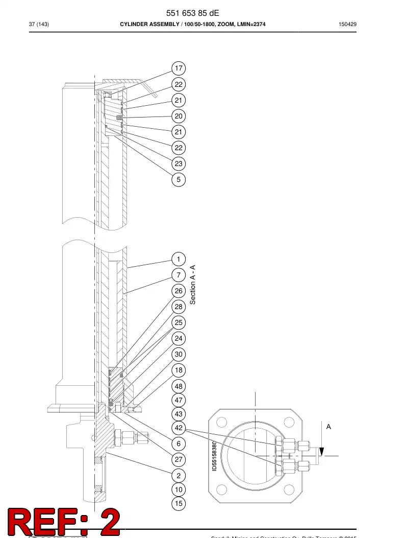 55158381a 551 583 81a PISTON Rod Assembly - Sandvik Technical Drawing