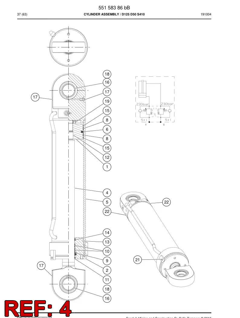 55158387a 551 583 87a PISTON Rod Assembly - Sandvik Technical Drawing