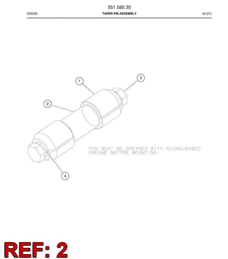 55158537 551 585 37 Pin, Taper - Sandvik Technical Drawing