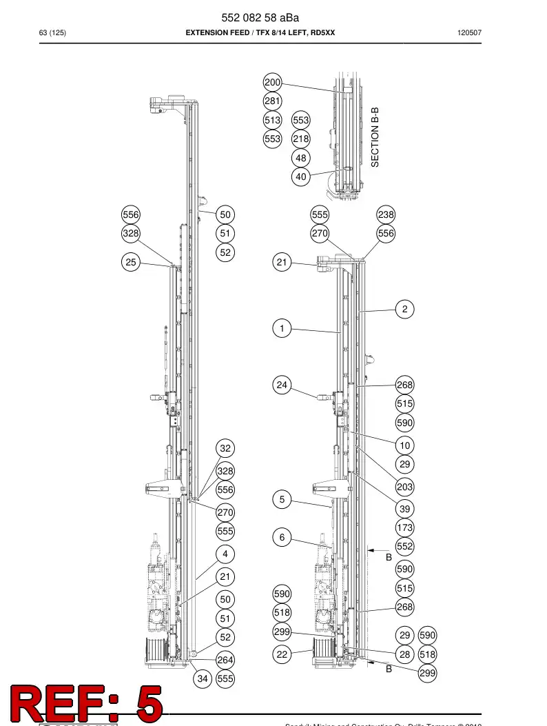 55159152a 551 591 52a WIRE ROPE - Sandvik Technical Drawing