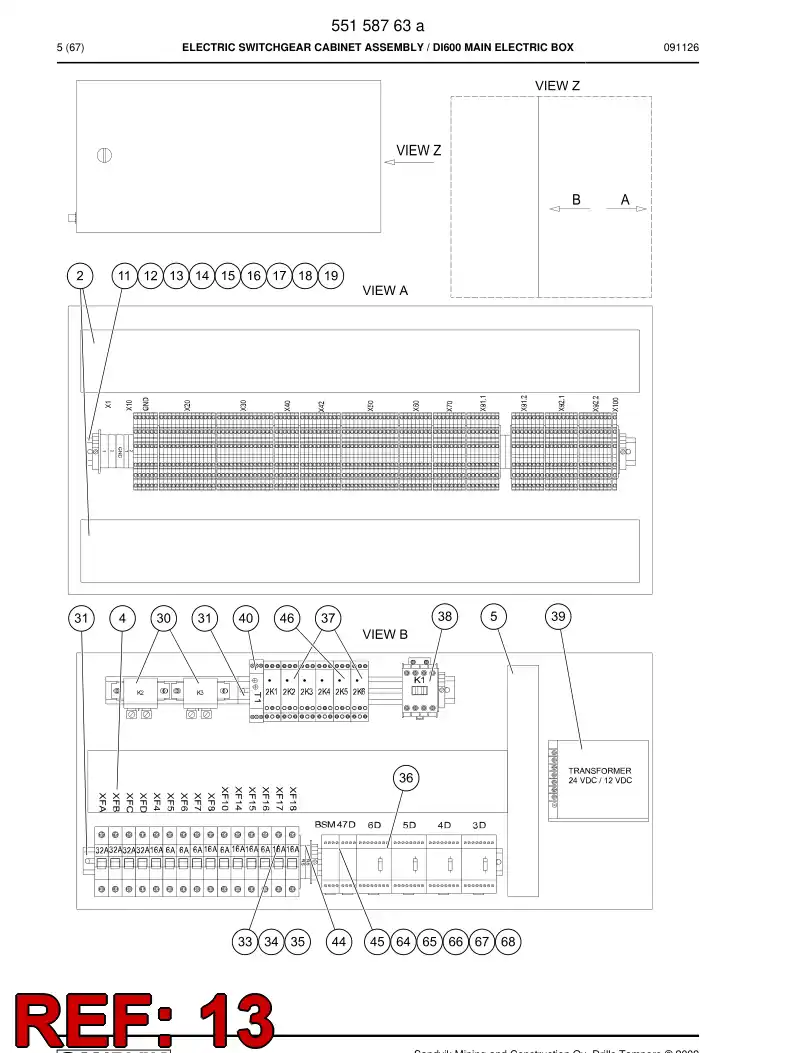 55159229 551 592 29 End plate - Sandvik Technical Drawing