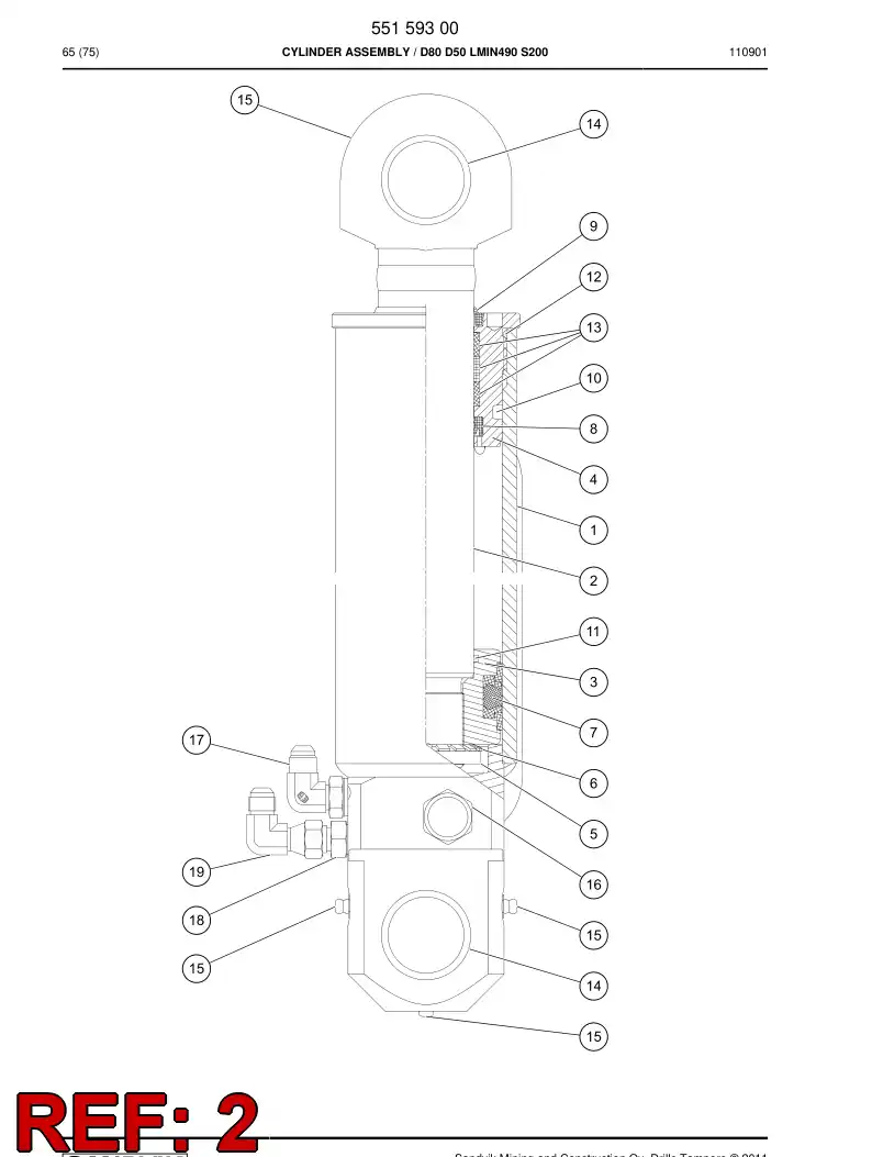 55159302 551 593 02 Rod, PISTON - Sandvik Technical Drawing