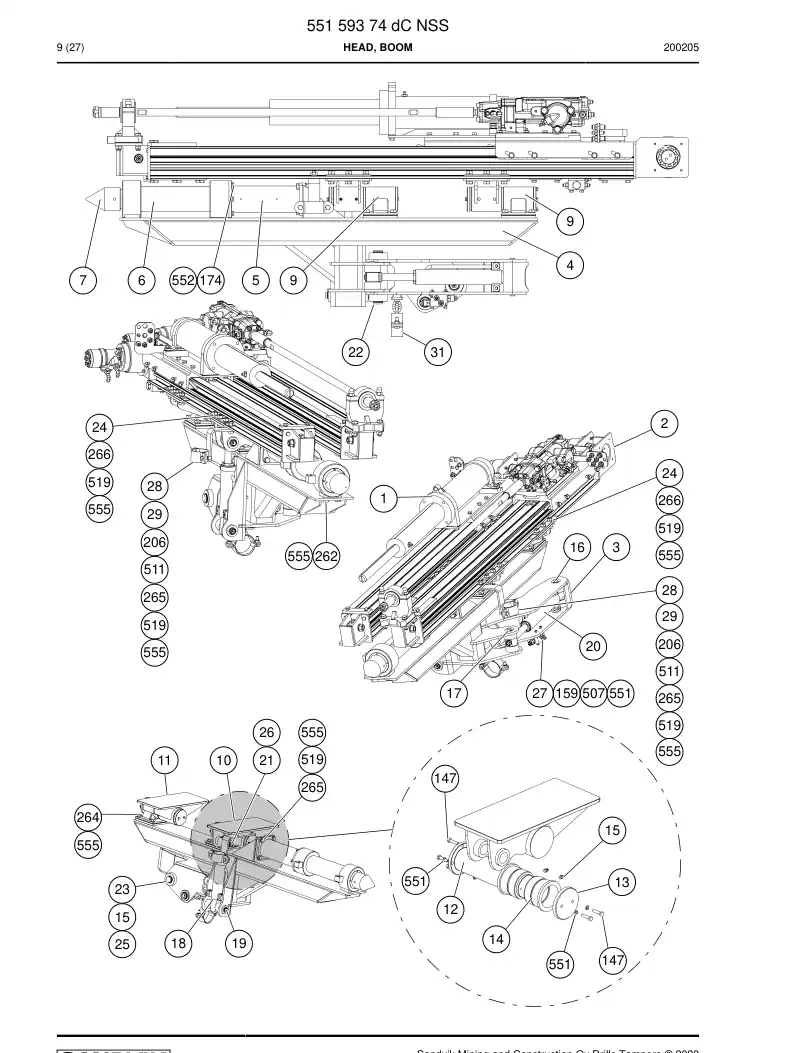 55159374d 551 593 74d Head, Boom - Sandvik Technical Drawing