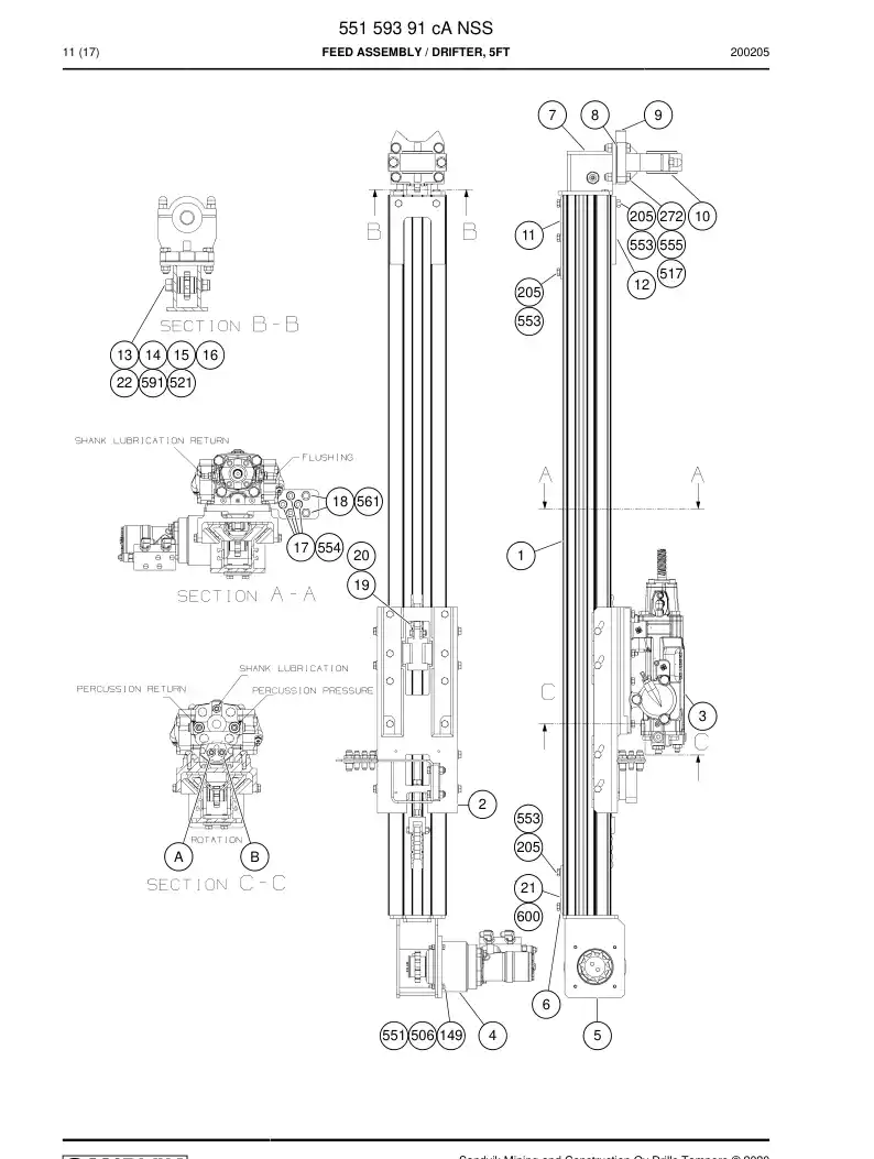 55159391c 551 593 91c Feed Assembly - Sandvik Technical Drawing