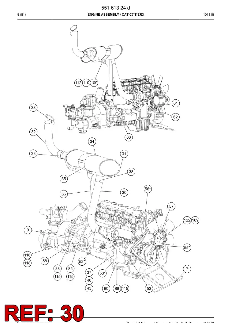 55159603 551 596 03 Pipe, Exhaust - Sandvik Technical Drawing