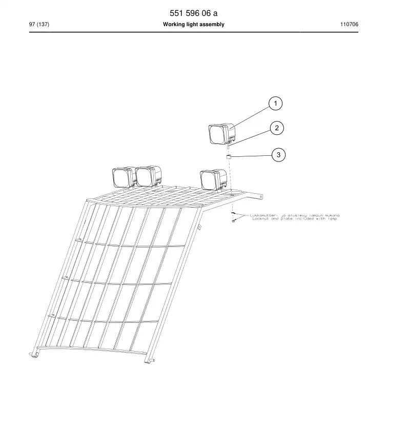 55159606a 551 596 06a Working light assembly - Sandvik Technical Drawing