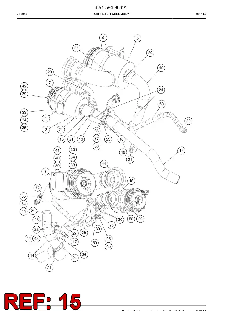 55159620 551 596 20 Elbow, Rubber - Sandvik Technical Drawing
