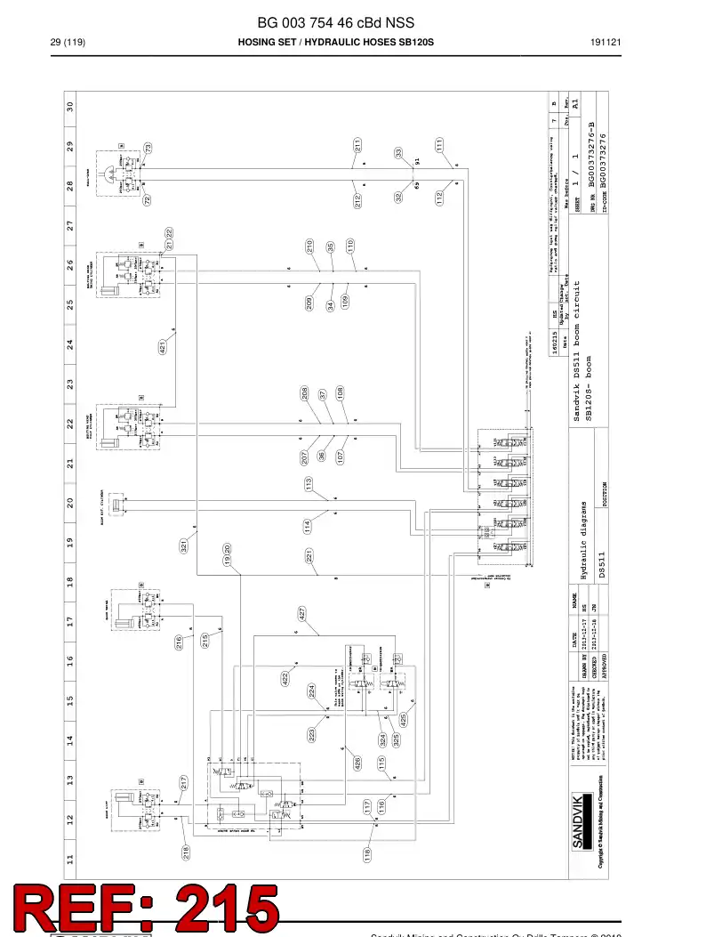 55159636a 551 596 36a HOSE ASSEMBLY - Sandvik Technical Drawing