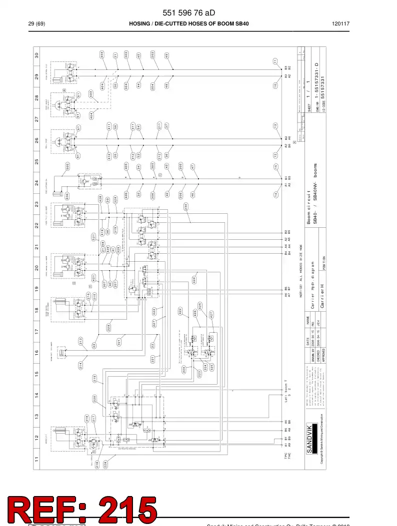 55159662 551 596 62 HOSE ASSEMBLY - Sandvik Technical Drawing