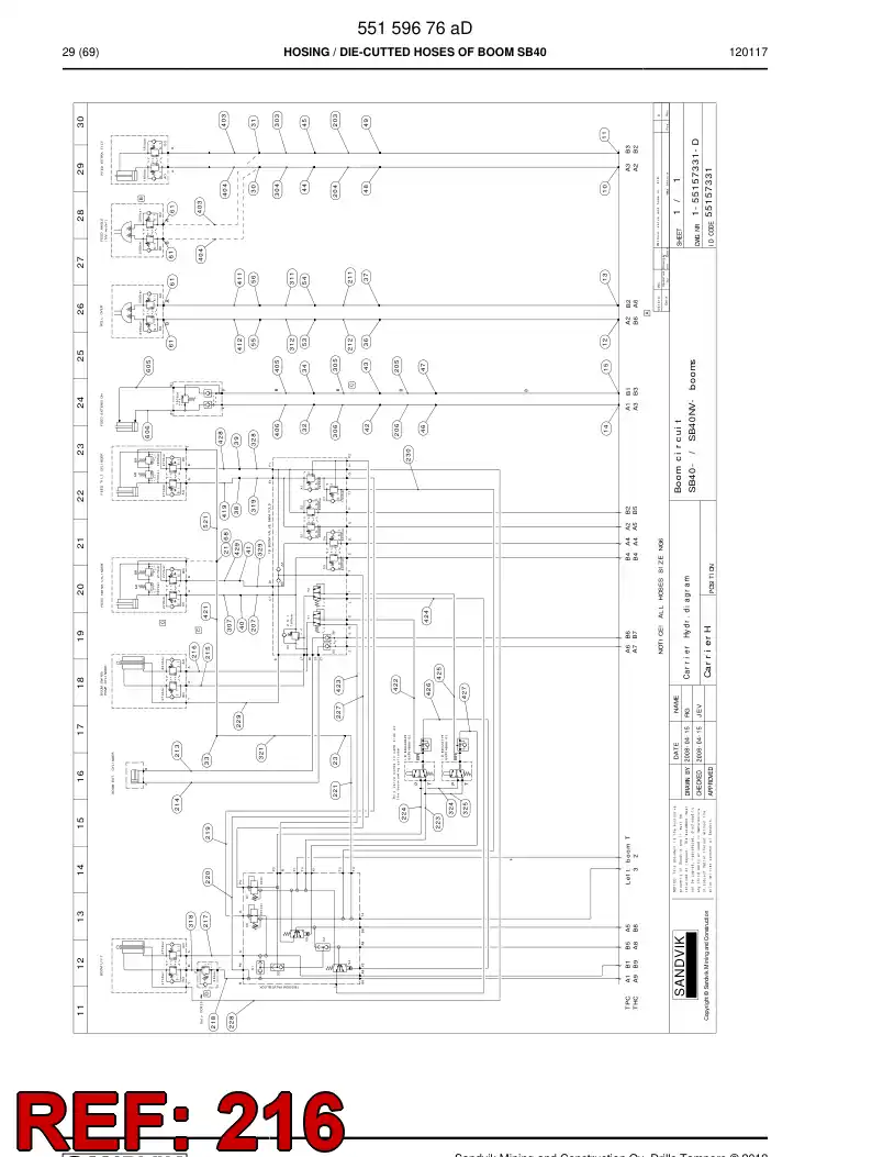 55159663 551 596 63 HOSE ASSEMBLY - Sandvik Technical Drawing