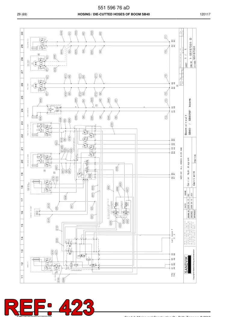 55159669 551 596 69 HOSE ASSEMBLY - Sandvik Technical Drawing