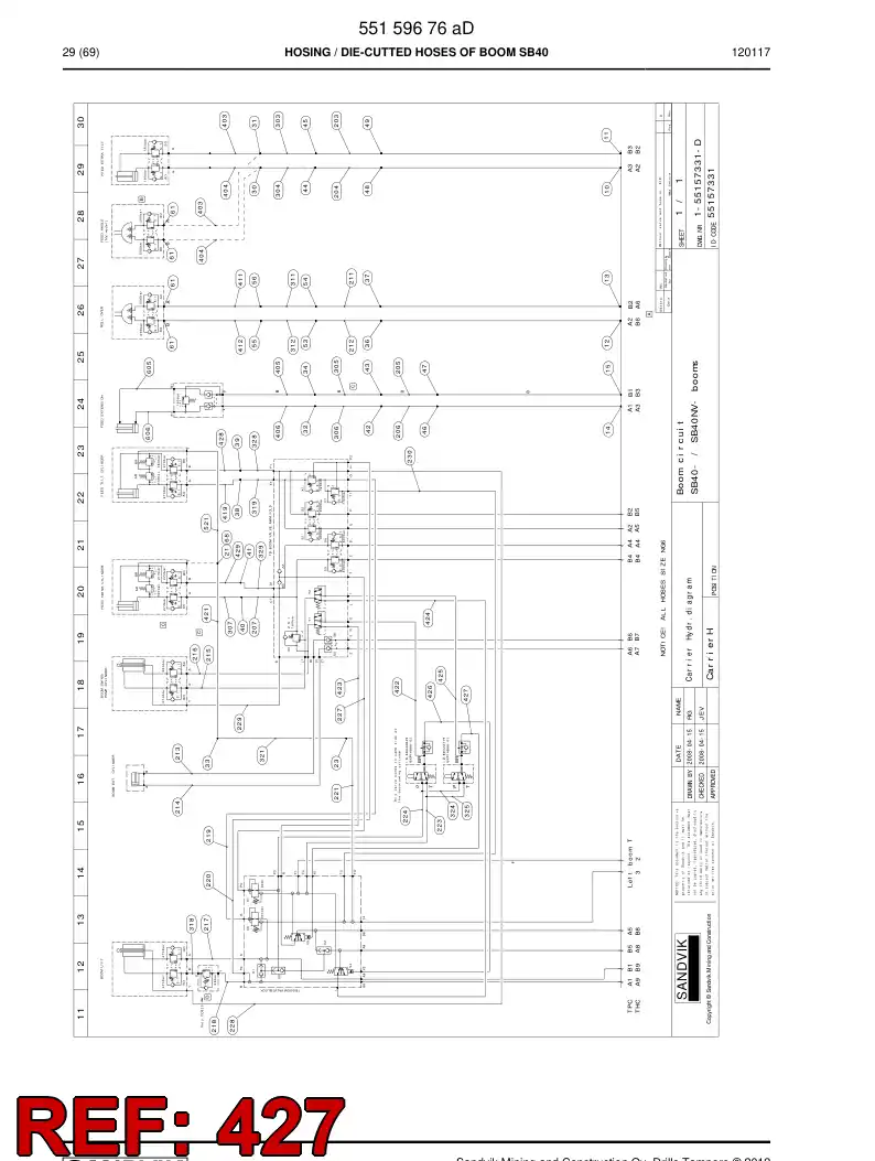 55159674 551 596 74 HOSE ASSEMBLY - Sandvik Technical Drawing