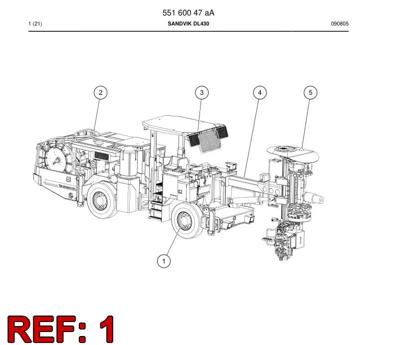 55160029e 551 600 29e Carrier frame parts - Sandvik Technical Drawing