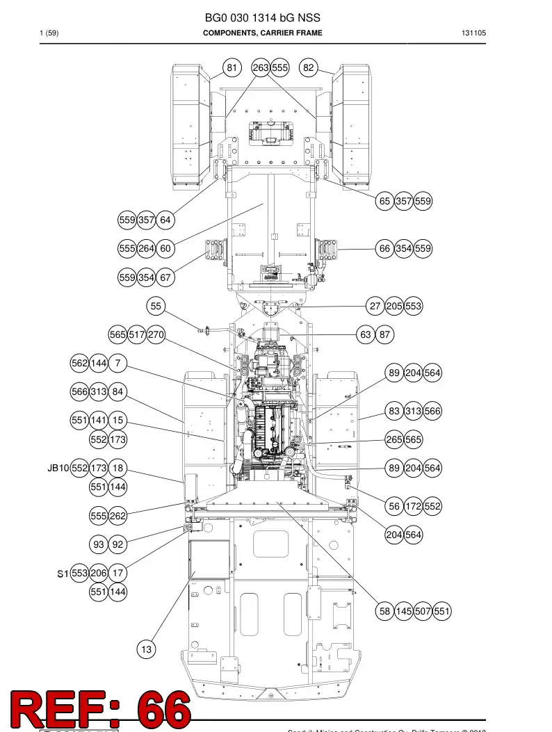 55160232a 551 602 32a Support, Cabin - Sandvik Technical Drawing
