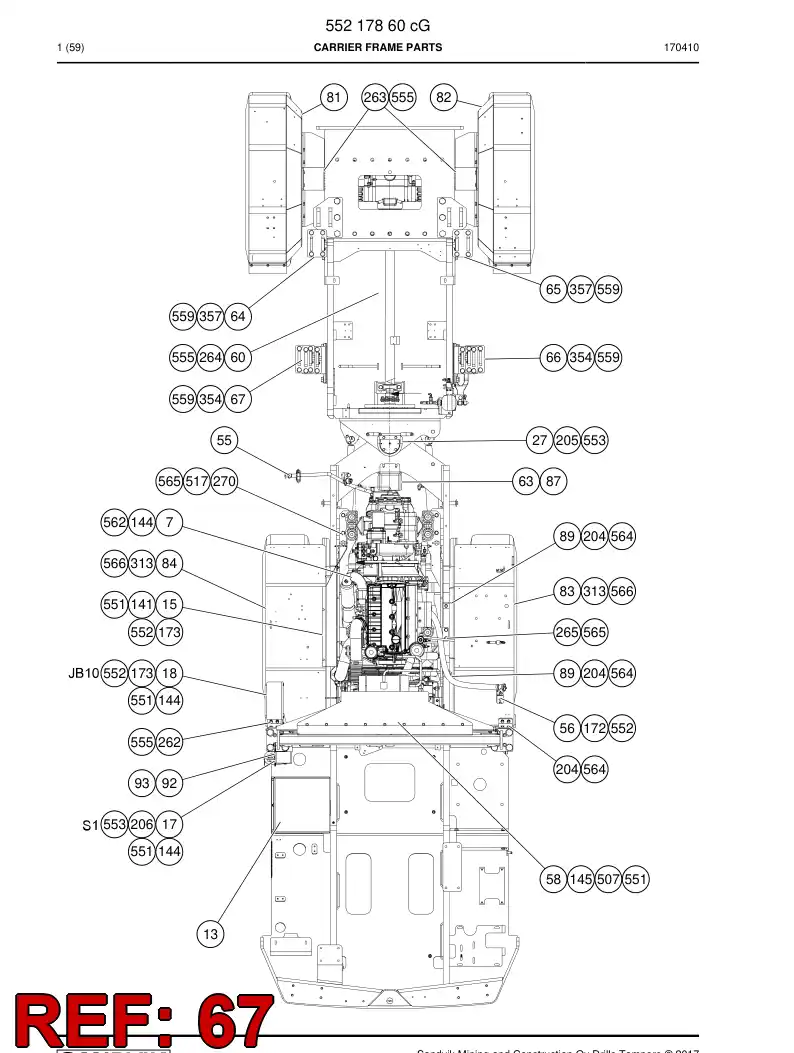 55160233 551 602 33 Cabin support - Sandvik Technical Drawing