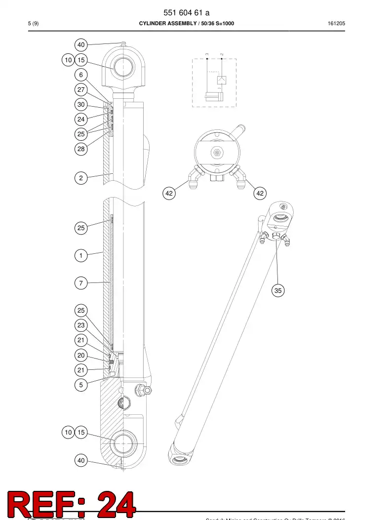 55160519 551 605 19 Seal, Rod - Sandvik Technical Drawing