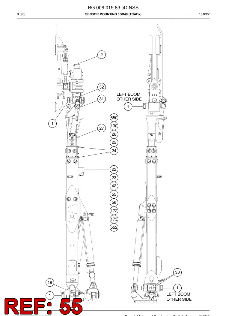 55160576a 551 605 76a Sensor, Linear - Sandvik Technical Drawing