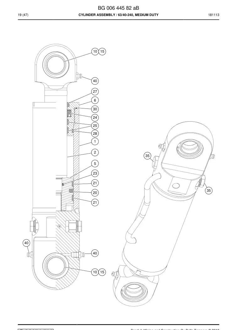 55160579 551 605 79 Seal Kit - Sandvik Technical Drawing