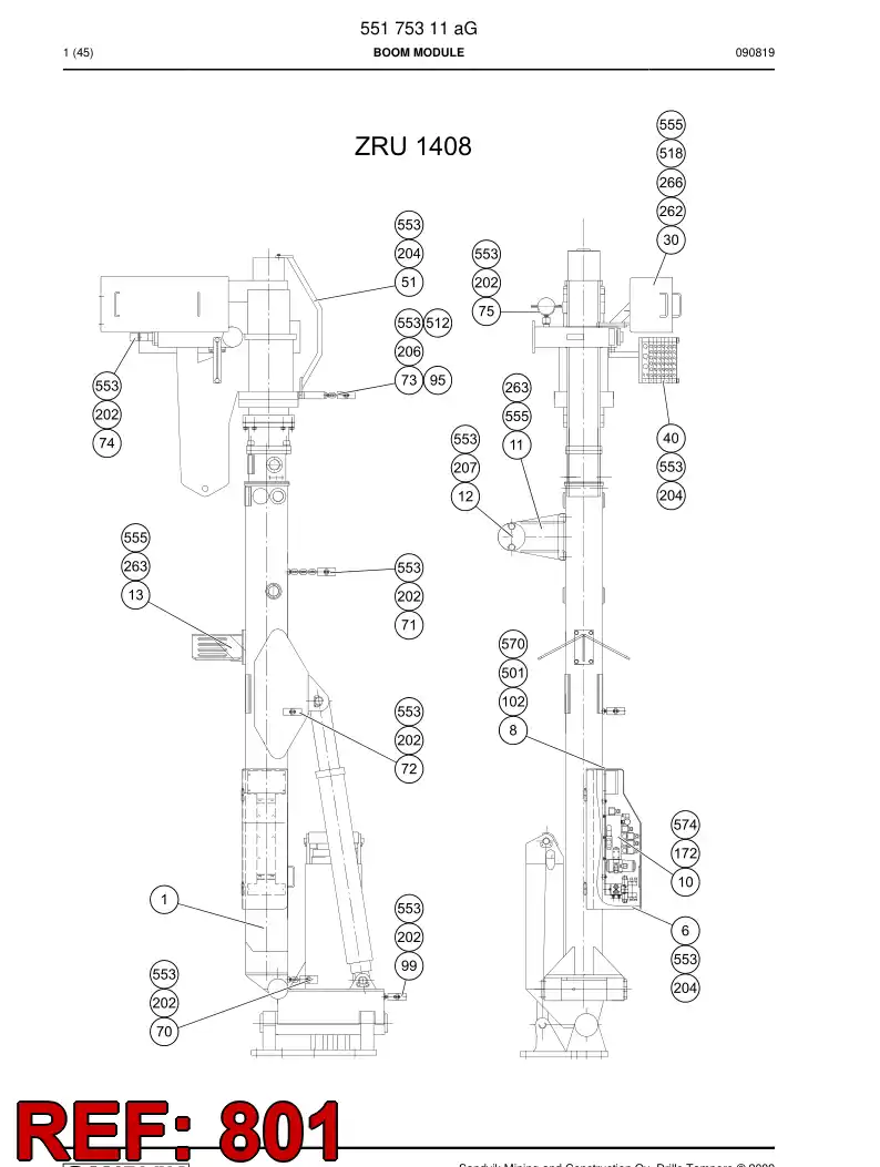 55160601 551 606 01 Hosing - Sandvik Technical Drawing