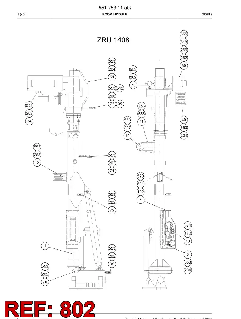 55160799 551 607 99 Hosing - Sandvik Technical Drawing