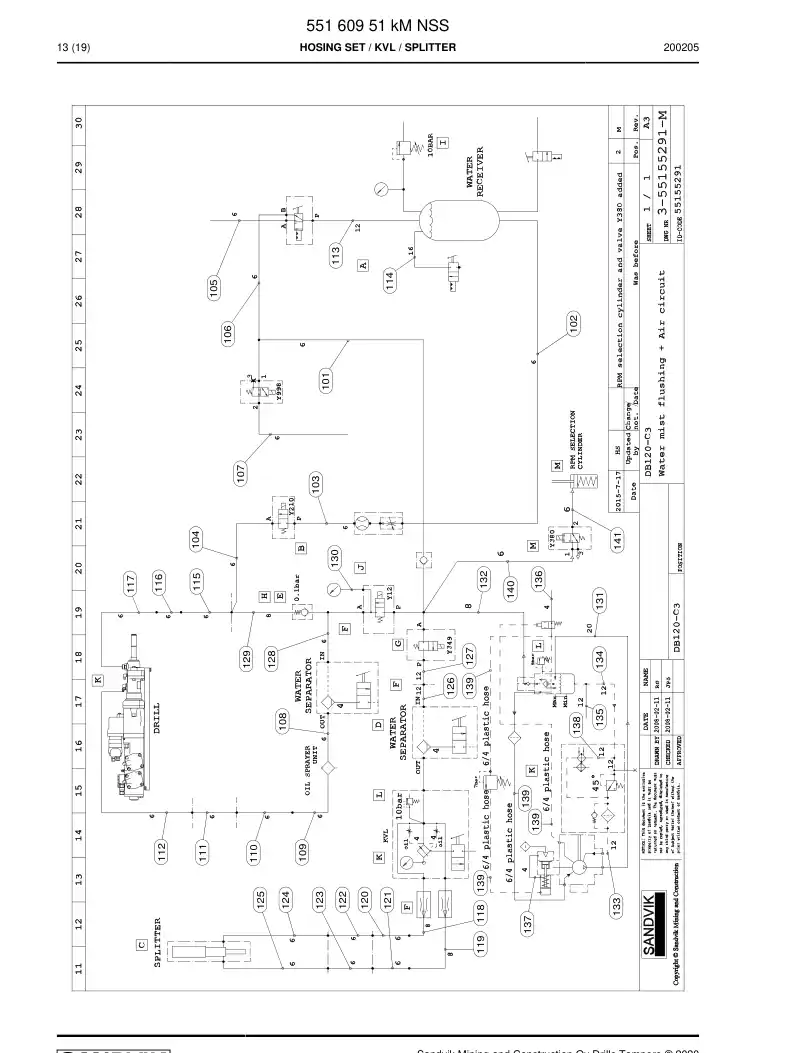 55160951k 551 609 51k Hosing Set - Sandvik Technical Drawing